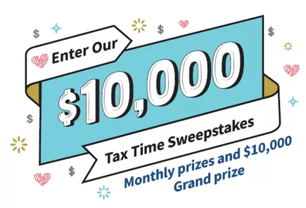 enter to win $10,000 tax time sweepstakes,